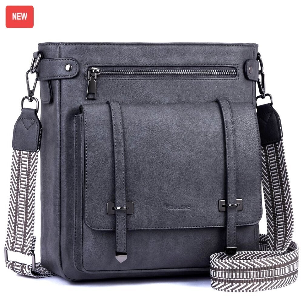Vegan Leather Crossbody Bag with Adjustable Strap, Multi-Pocket Travel Purse